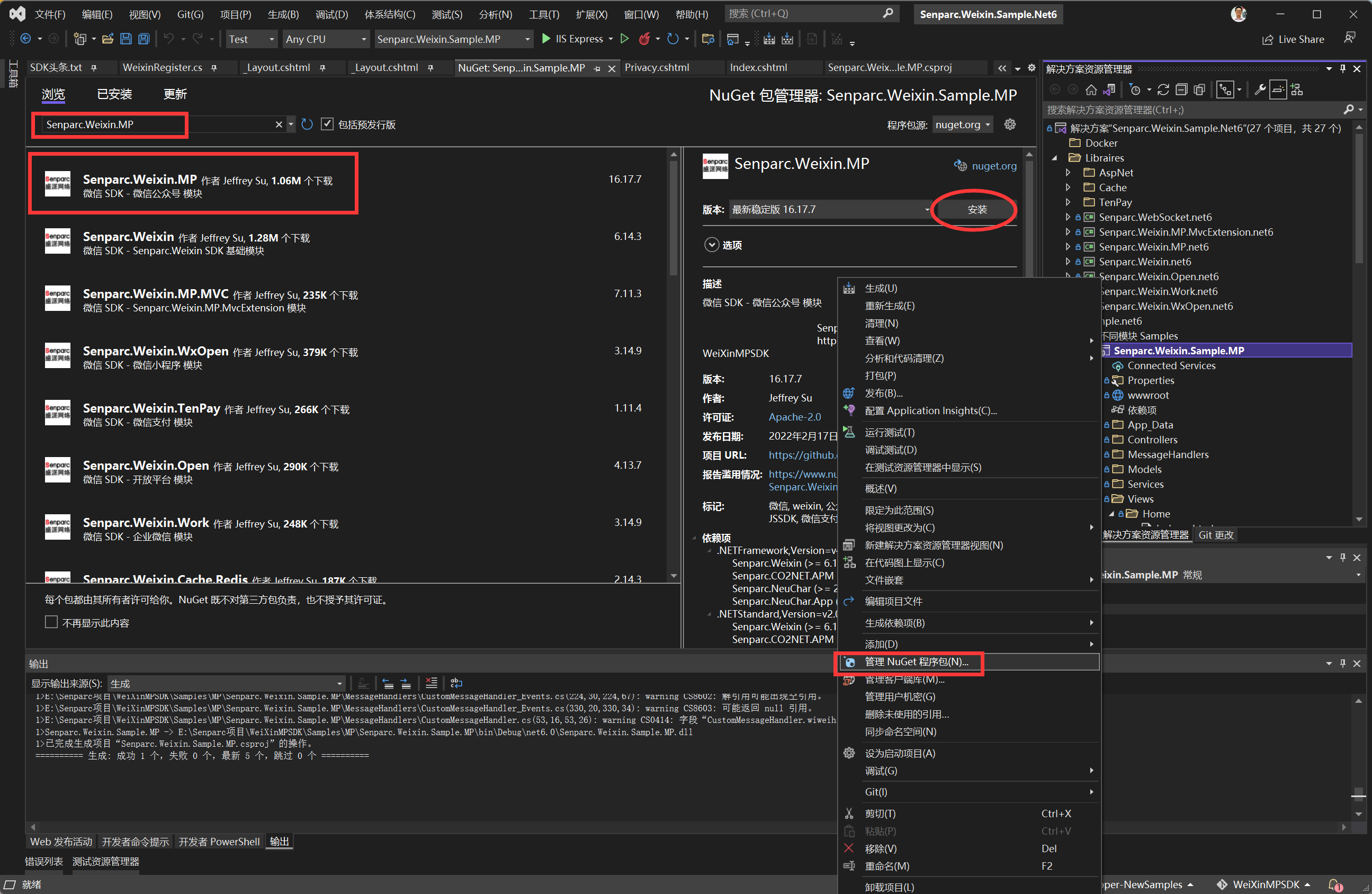 通过 Visual Studio 安装